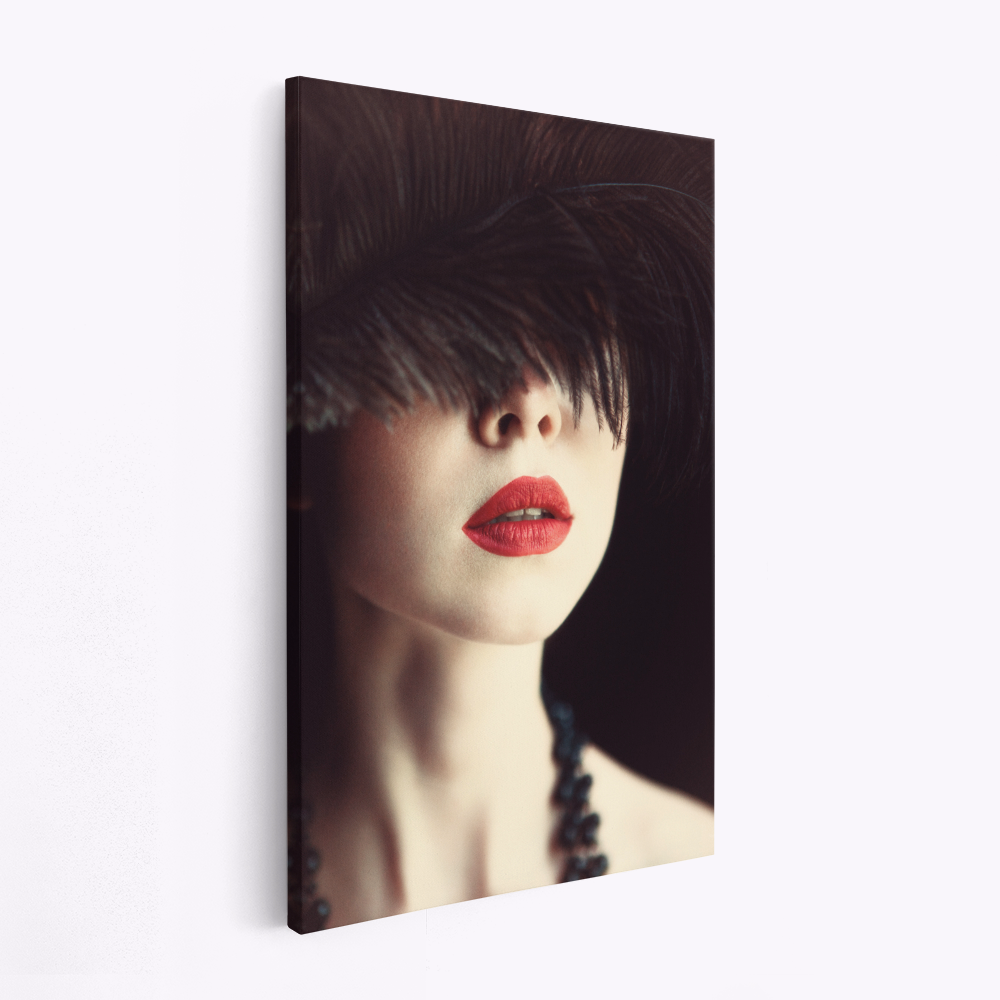 Leinwandbild - Lips and feather