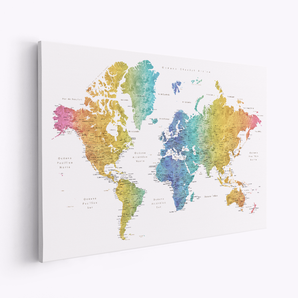 Leinwandbild - Jude world map in Spanish