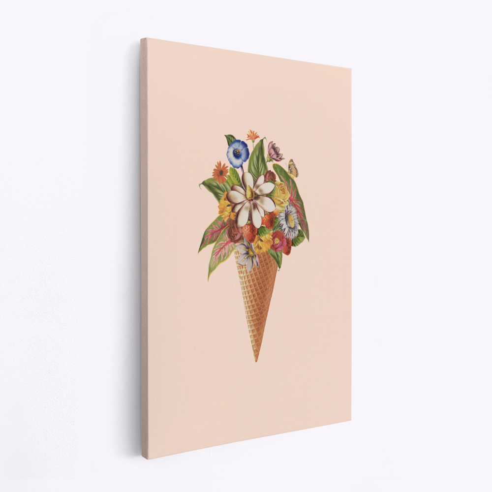 Leinwandbild - Botanical pink ice cream