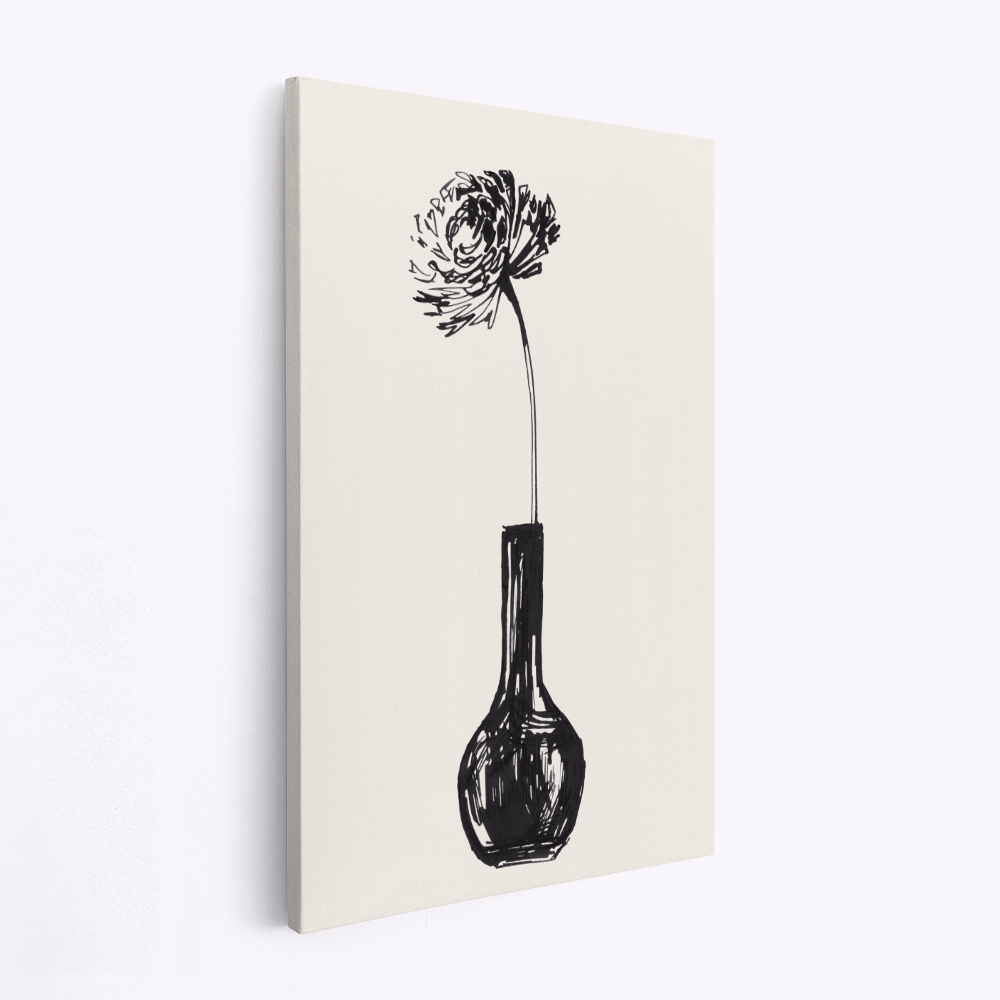 Leinwandbild - Flower in a vase ink sketch